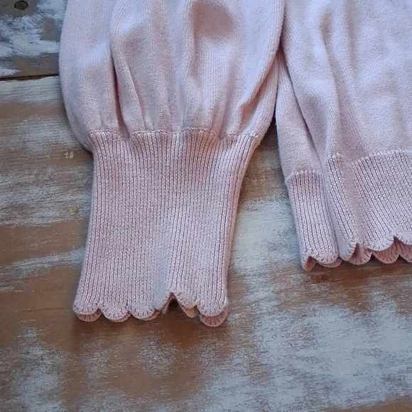 Isaac Mizrahi Soft Pink Wrap Cardigan with Scallop Hem - Picture 8 of 10